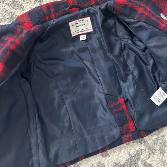 JANIE AND JACK Infant Plaid Wool Blend Coat- Dark Marine Plaid/ Size 12-18M - Picture 6 of 9